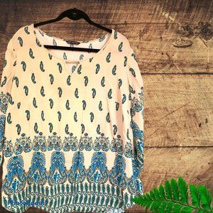 Crochet and lace 3/4 sleeve ladies 2XL top